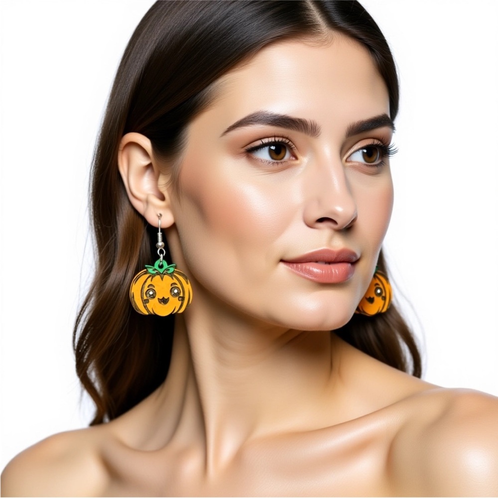 Handmade/ Hand Painted Basswood Pumpkin Earrings
